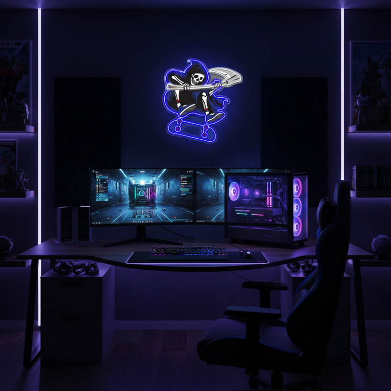 Reapers UV Art LED Neon Sign with striking UV art glow, edgy LED wall décor by Neon.Shop