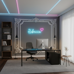 Rebecca Name LED Neon Sign in custom LED tubing, personalized wall-mounted name light décor by Neon.Shop for bedrooms, events, and gifts.