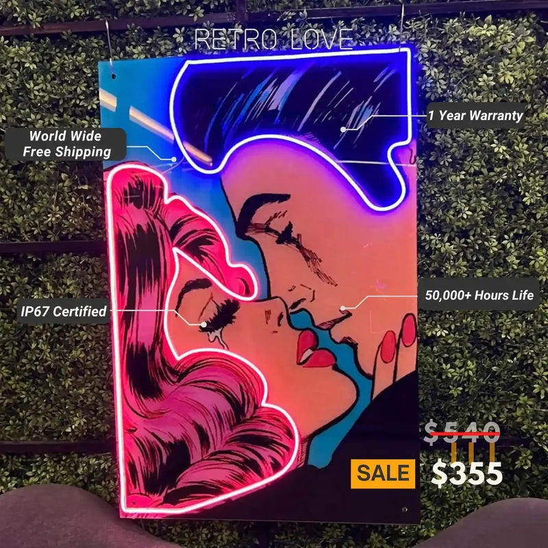 RETRO LOVE UV ART LED NEON SIGN