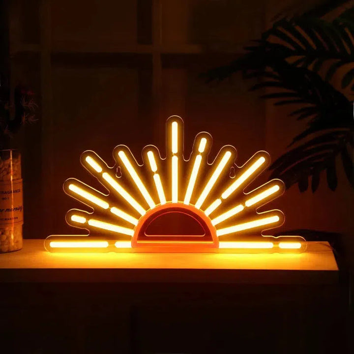 Rising Sun LED Neon Sign for café or creative space décor by Neon.Shop