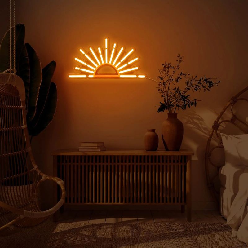 Rising Sun LED Neon Sign for café or creative space décor by Neon.Shop