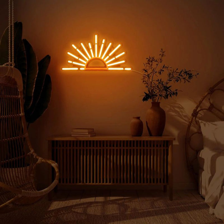 Rising Sun LED Neon Sign for café or creative space décor by Neon.Shop