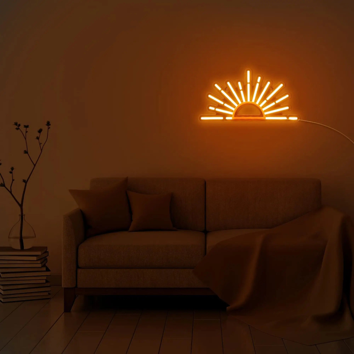 Rising Sun LED Neon Sign for café or creative space décor by Neon.Shop