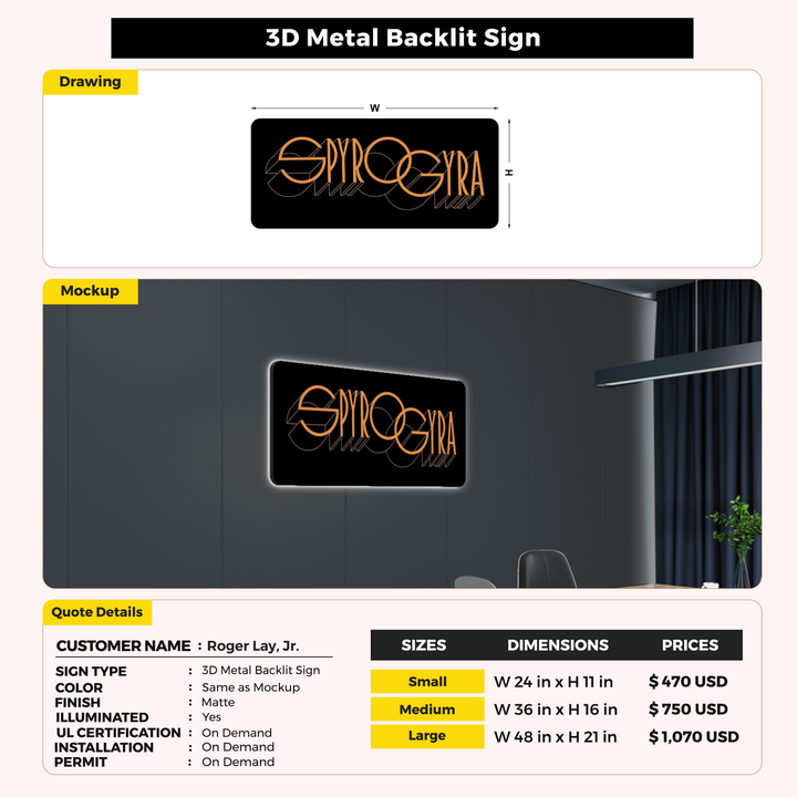 Custom Signs For Roger Lay, Jr.
