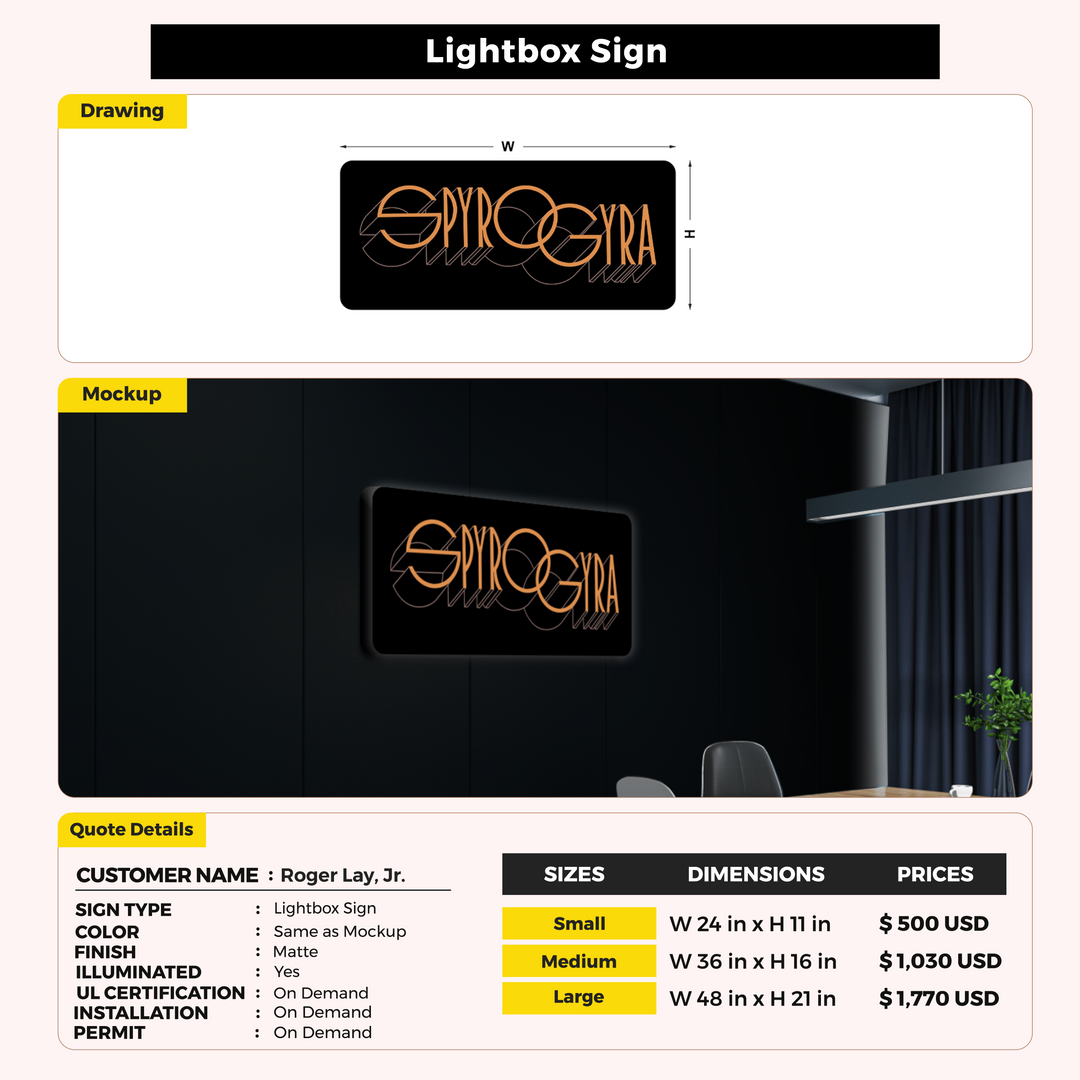Custom Signs For Roger Lay, Jr.