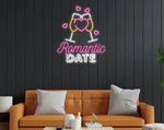 Romantic Date Valentine’s Day neon sign glowing in warm LED light, romantic wall décor by Neon.Shop