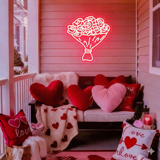 Rose Flower Neon Sign for Valentine’s Day illuminating romantic interiors by Neon.Shop