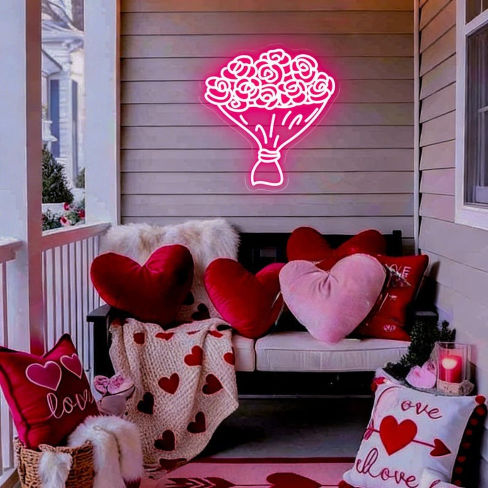 Rose Flower Neon Sign for Valentine’s Day illuminating romantic interiors by Neon.Shop
