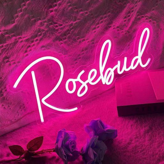 Rosebud Name LED Neon Sign by Neon.Shop. Customizable, durable, and perfect for gifting.