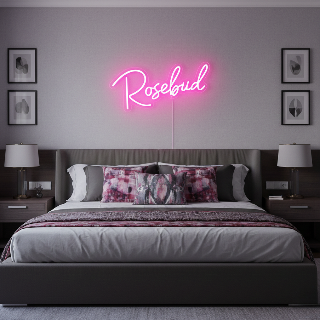 Rosebud Name LED Neon Sign by Neon.Shop. Customizable, durable, and perfect for gifting.