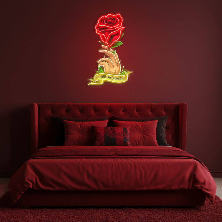 Roses Gift UV Art LED neon sign with vibrant bouquet design glowing in colors by Neon.Shop