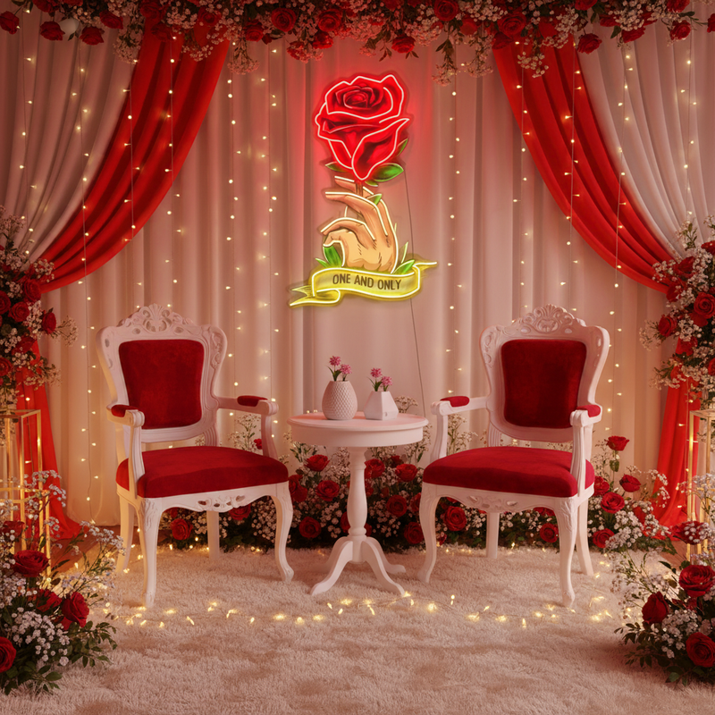 Roses Gift UV Art LED neon sign with vibrant bouquet design glowing in colors by Neon.Shop