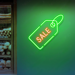 Sale Business Neon Sign by Neon.Shop glowing brightly for retail store promotions