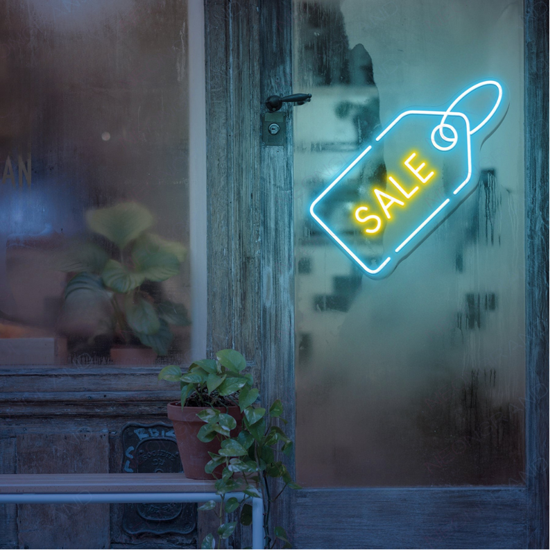 Sale Business Neon Sign by Neon.Shop glowing brightly for retail store promotions