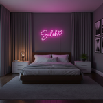 Saleh Name LED Neon Sign in customizable LED tubing, personalized wall-mounted name light décor by Neon.Shop.