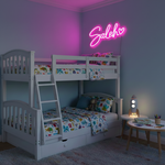 Saleh Name LED Neon Sign in customizable LED tubing, personalized wall-mounted name light décor by Neon.Shop.