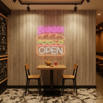 Sandwich Open Business Neon Sign by Neon.Shop glowing brightly for café and deli visibility