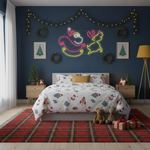 Santa Claus and Christmas Deer Merry Christmas LED neon sign glowing in festive colors by Neon.Shop.