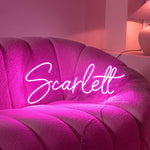 Scarlett Name LED Neon Sign in customizable LED tubing, personalized name wall décor light by Neon.Shop for rooms, events, and gifting