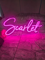 Scarlett Name LED Neon Sign in customizable LED tubing, personalized name wall décor light by Neon.Shop for rooms, events, and gifting