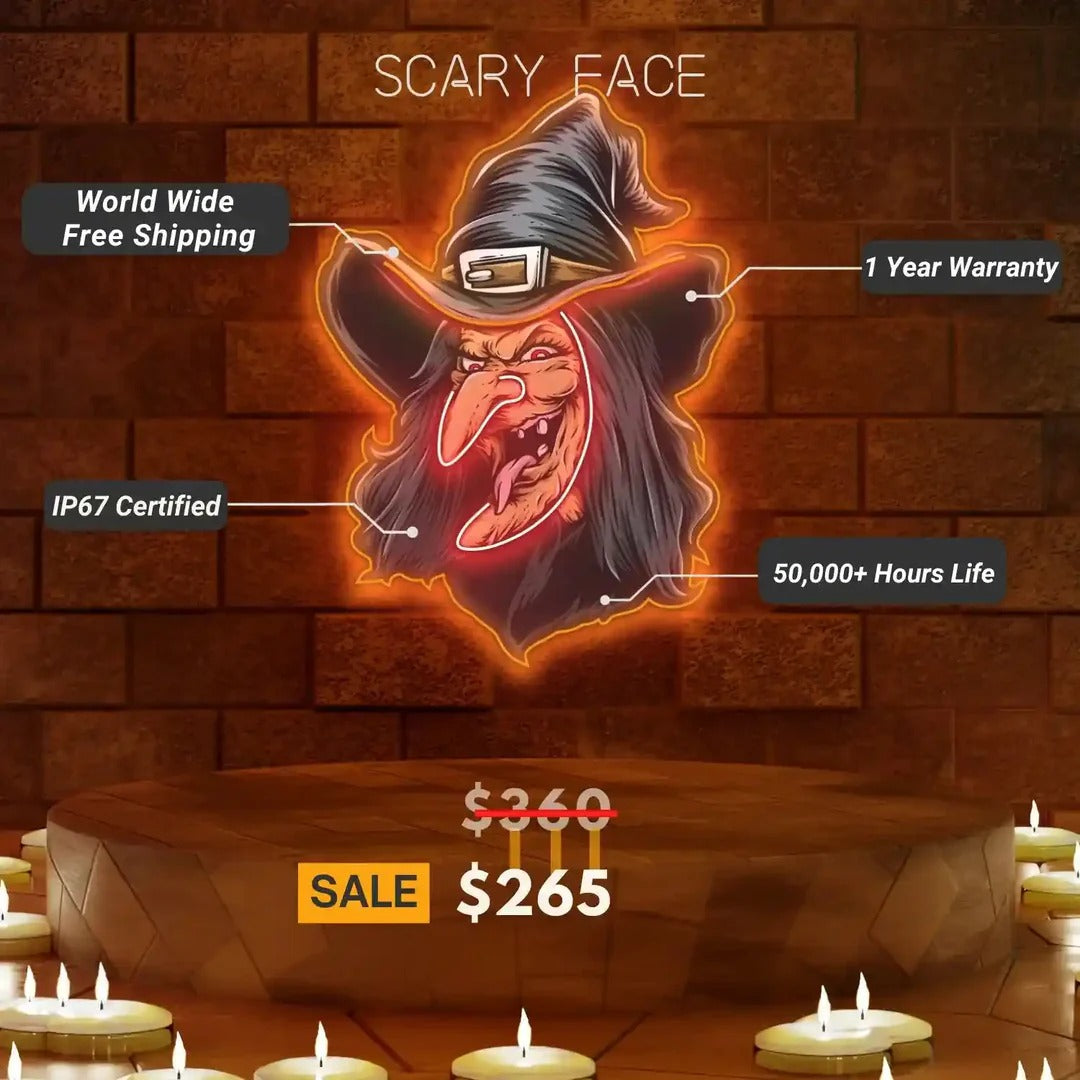 Scary Face Halloween LED Neon Sign