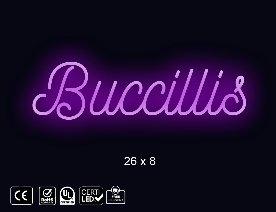 Custom Neon sign for Buccilli’s Cakes