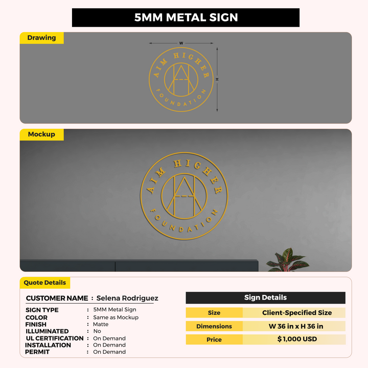 5MM Metal Sign For Selena Rodriguez