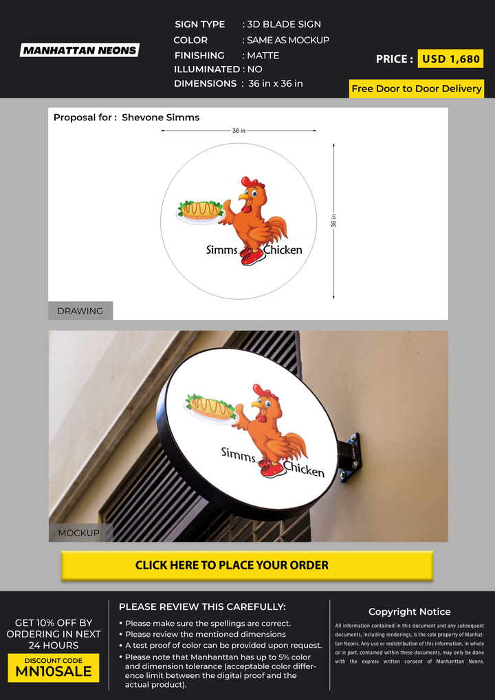 3d blade sign for Shevone Simms