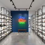 Shoes Open Business Neon Sign by Neon.Shop glowing brightly for shoe store visibility