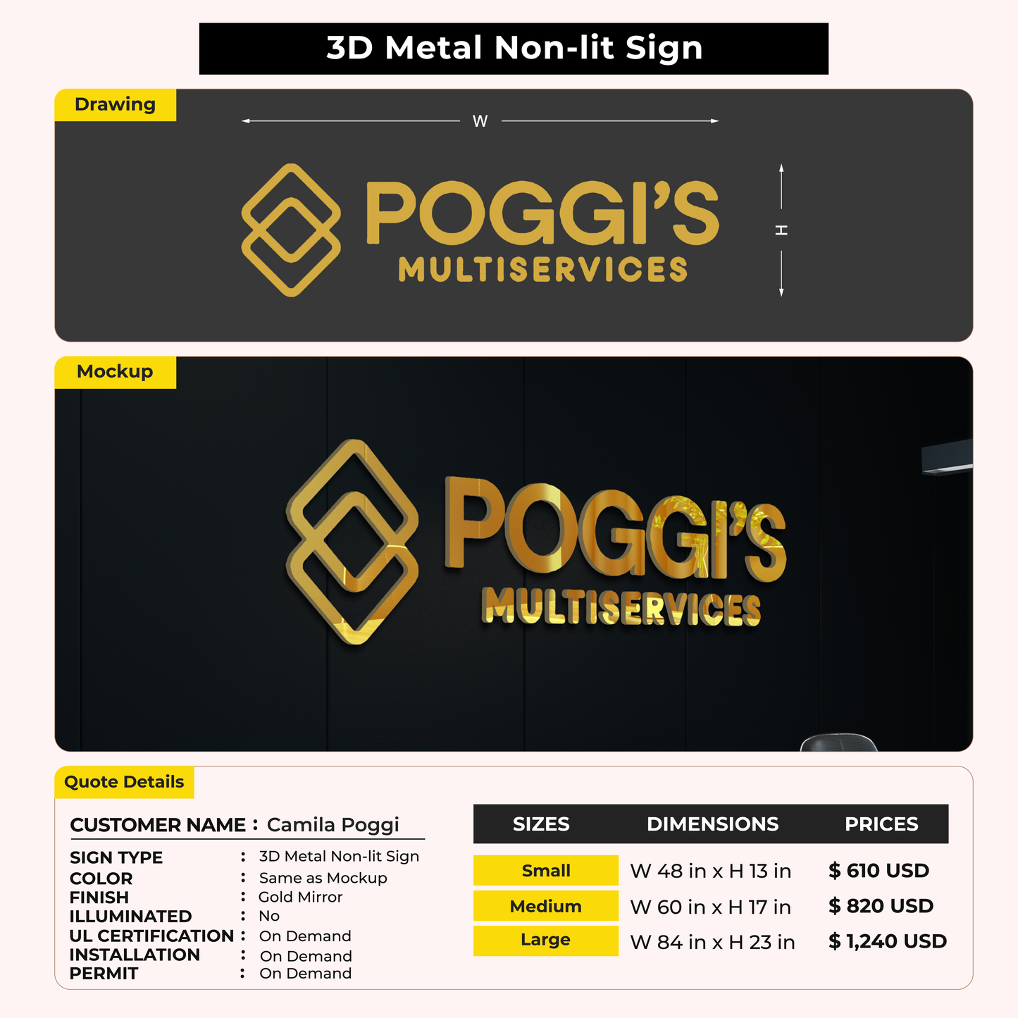 Custom Signs For Camila Poggi