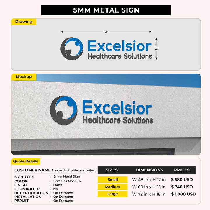 Custom Signs For excelsiorhealthcaresolutions