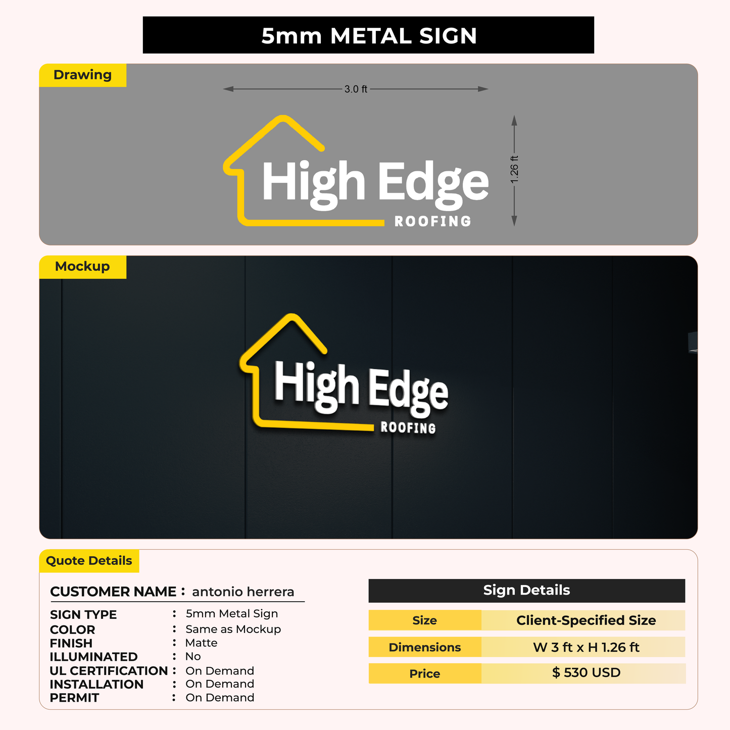 Business Signage for antonio herrera