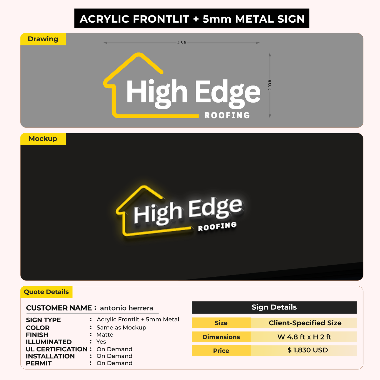 Business Signage for antonio herrera