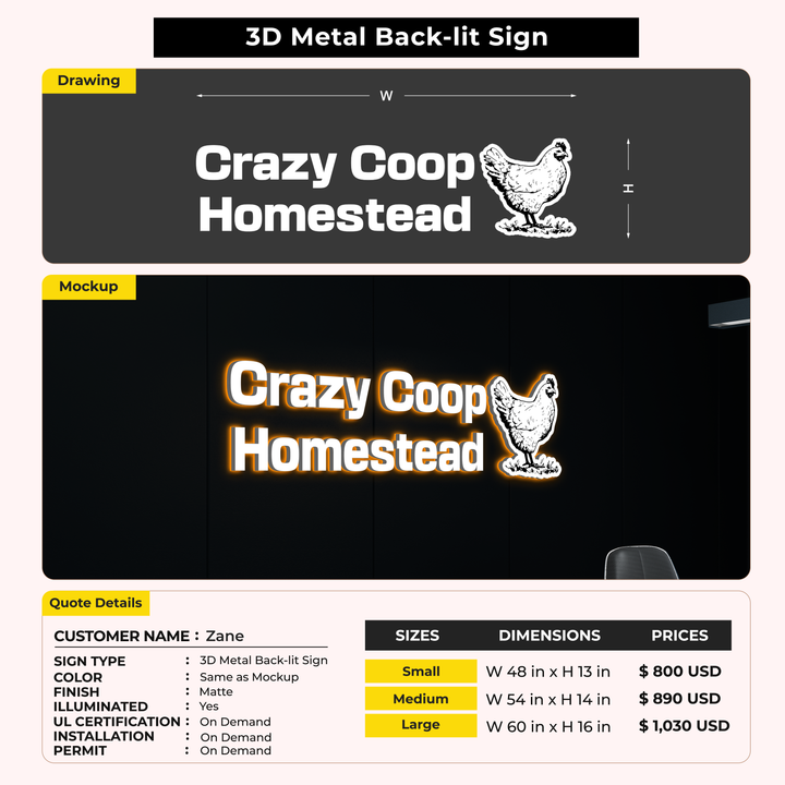 Custom Signs For Zane