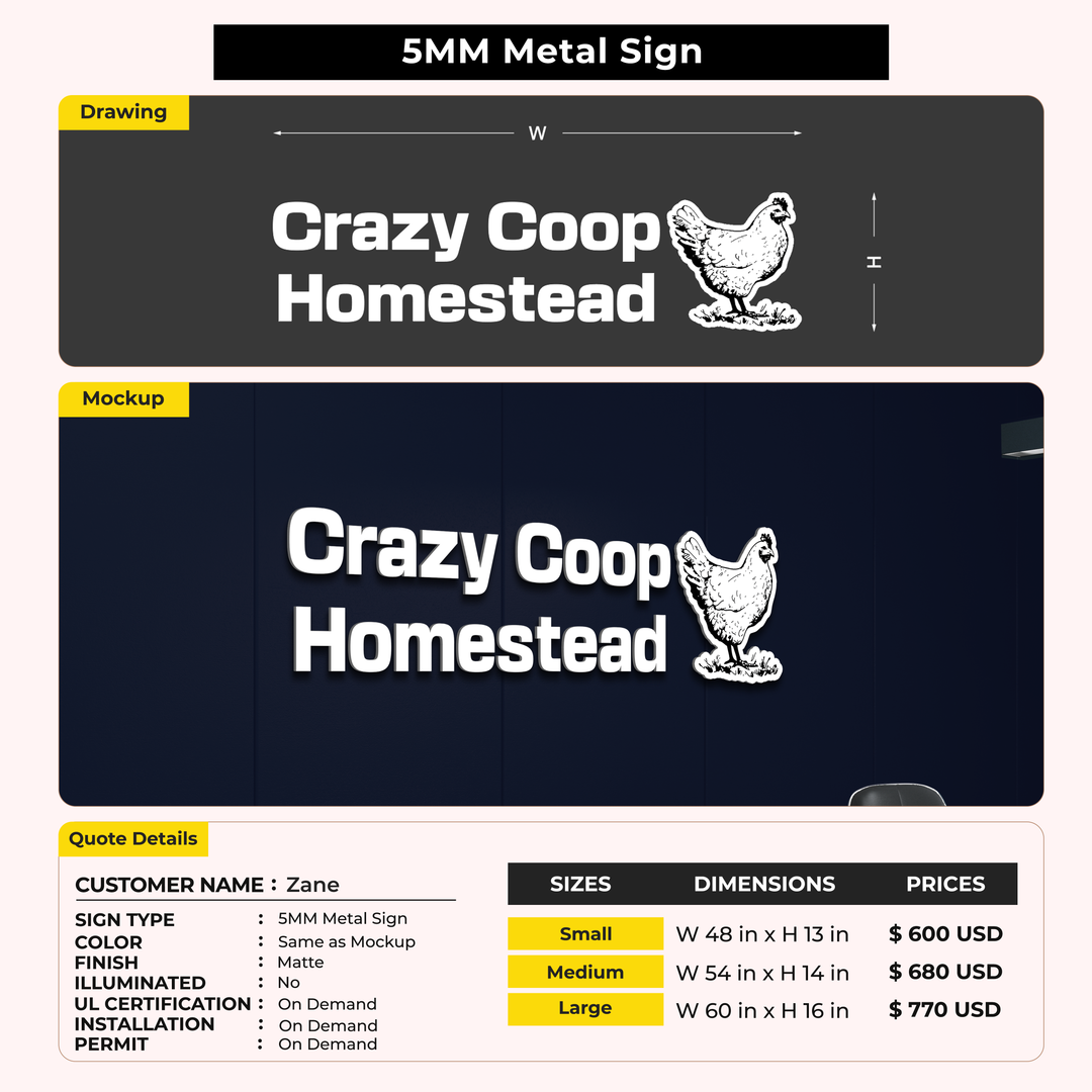 Custom Signs For Zane