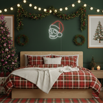 Skeleton Merry Christmas LED neon sign glowing in festive colors by Neon.Shop.
