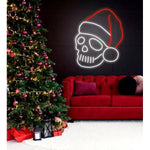 Skeleton Merry Christmas LED neon sign glowing in festive colors by Neon.Shop.