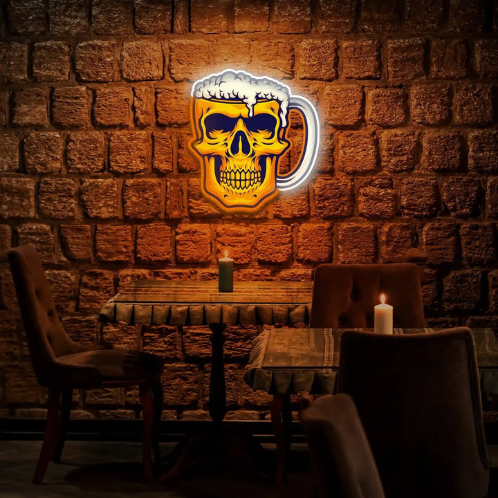 Skull Beer Neon Art | UV Light LED Masterpiece