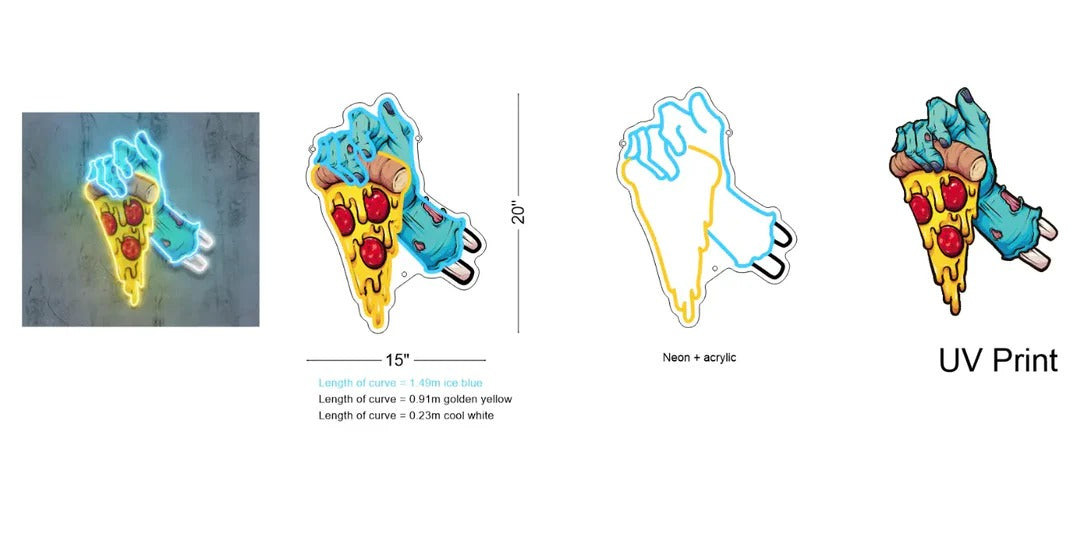 Skull Hand Pizza Halloween LED Neon Sign