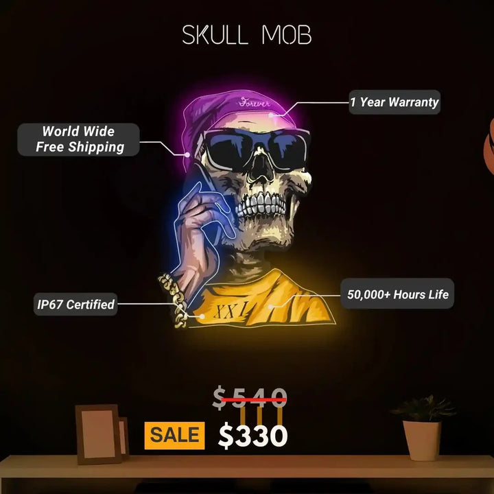 Skull Mob UV Light | Neon Art LED Illumination