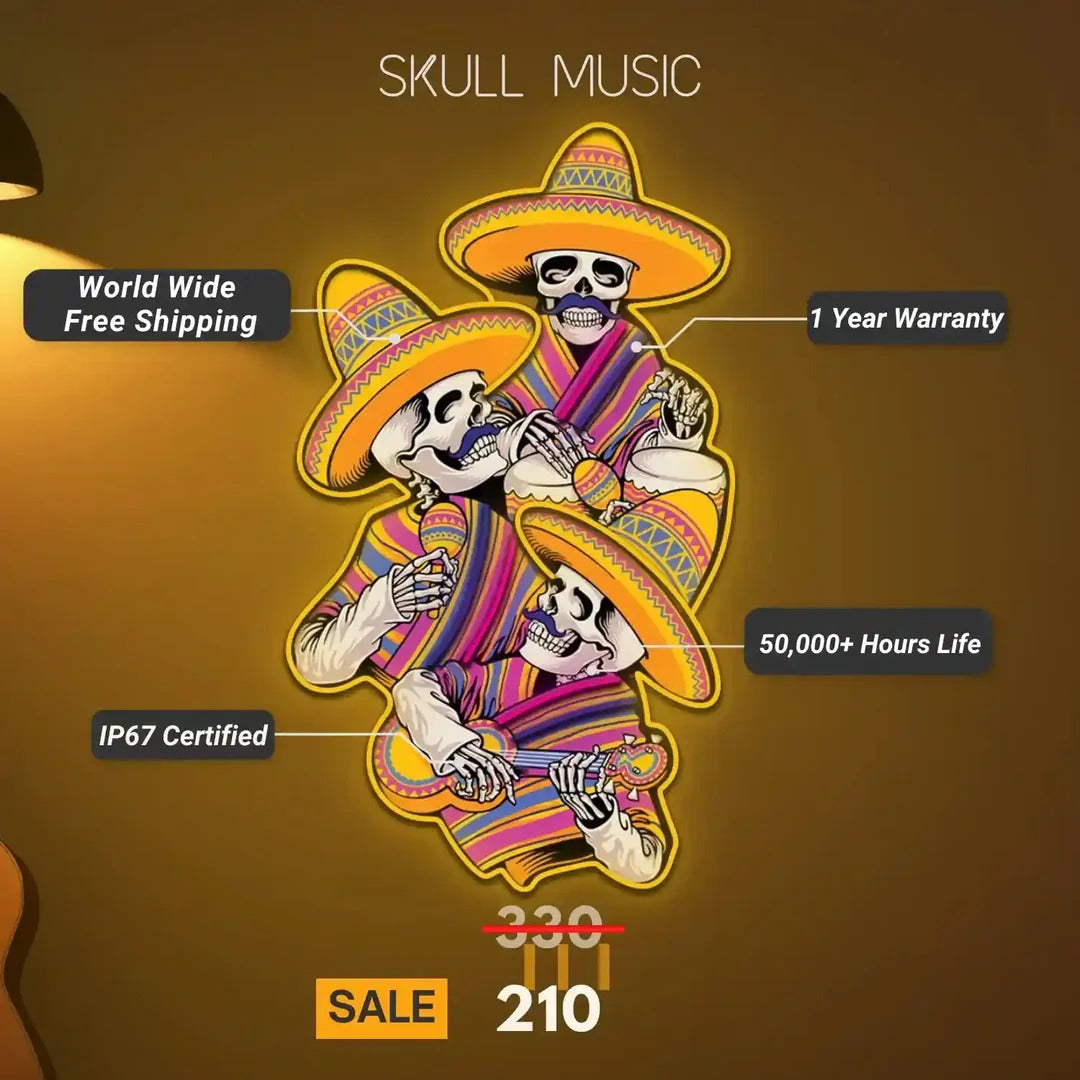 Skull Music Halloween LED Neon Sign