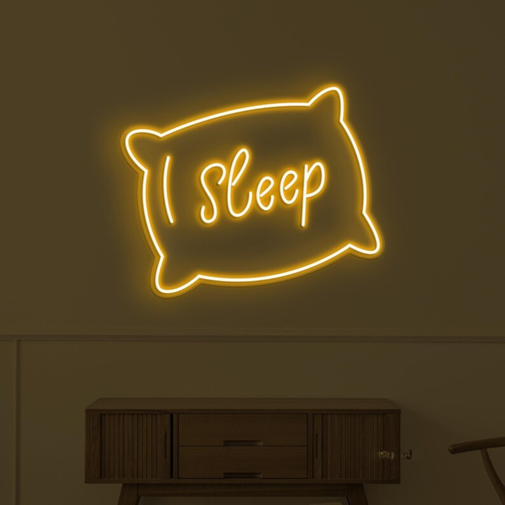 Sleep Pillow LED Neon Sign displayed in nursery or kids room by Neon.Shop