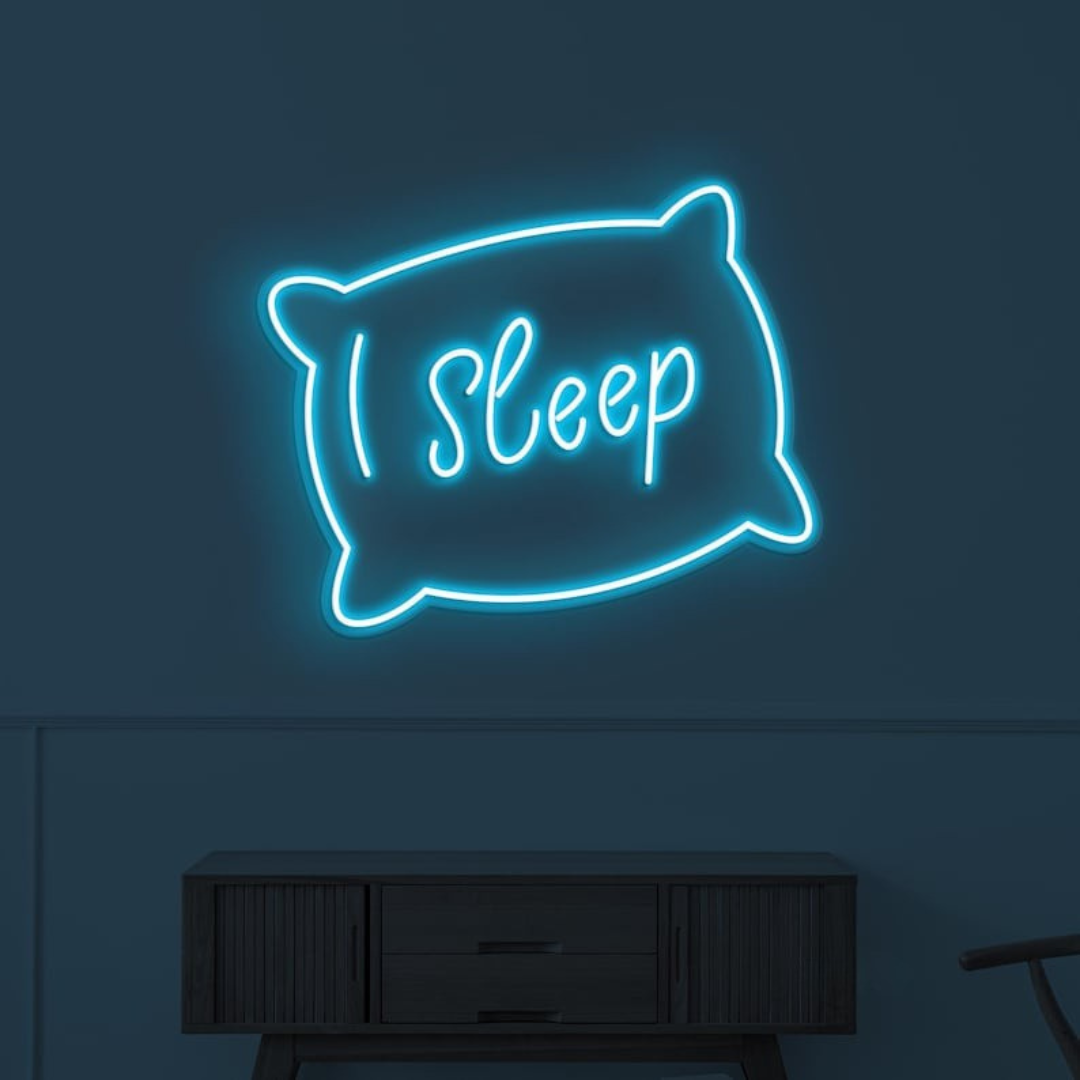 Sleep Pillow LED Neon Sign displayed in nursery or kids room by Neon.Shop