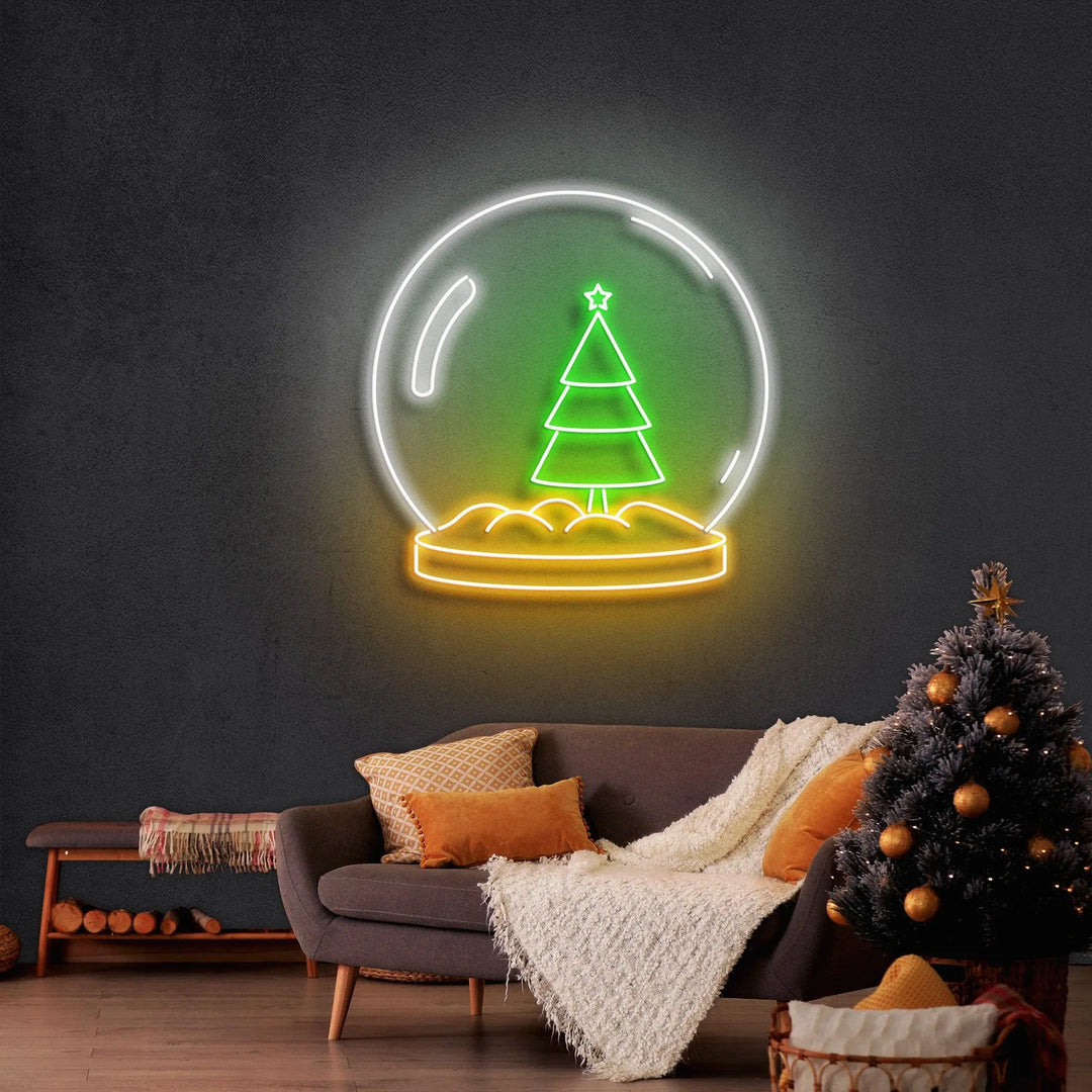 Snowglobe Merry Christmas Neon Sign by manhattanneons.com - Celebrate the season with this festive snowglobe neon sign.