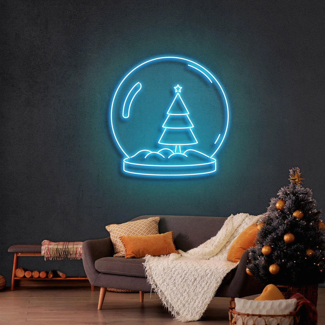 Snowglobe Merry Christmas Neon Sign by manhattanneons.com - Celebrate the season with this festive snowglobe neon sign.