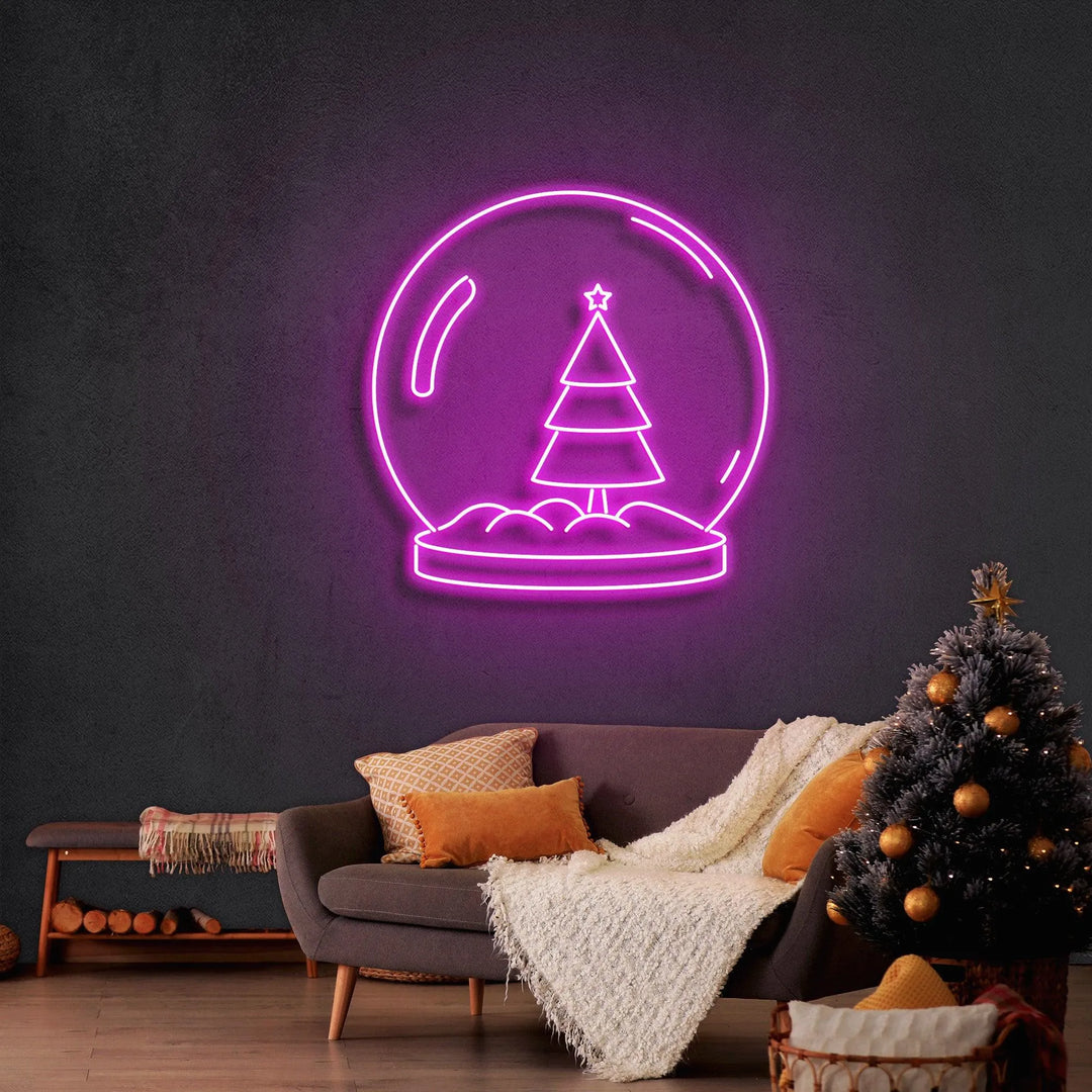 Snowglobe Merry Christmas Neon Sign by manhattanneons.com - Celebrate the season with this festive snowglobe neon sign.