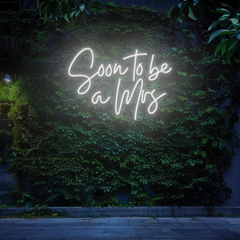 Soon to Be a Mrs neon sign for wedding décor by Neon.Shop - Cool White 