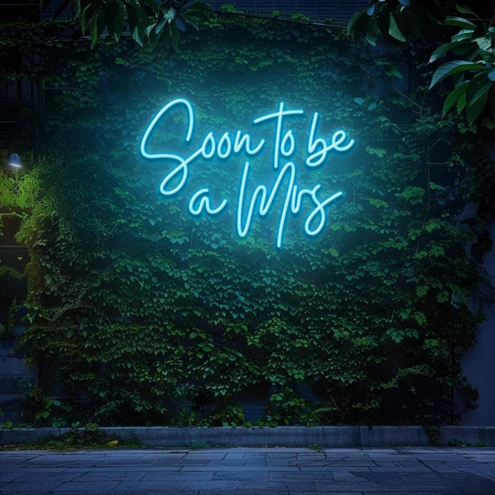 Soon to Be a Mrs neon sign for wedding décor by Neon.Shop - Ice Blue 