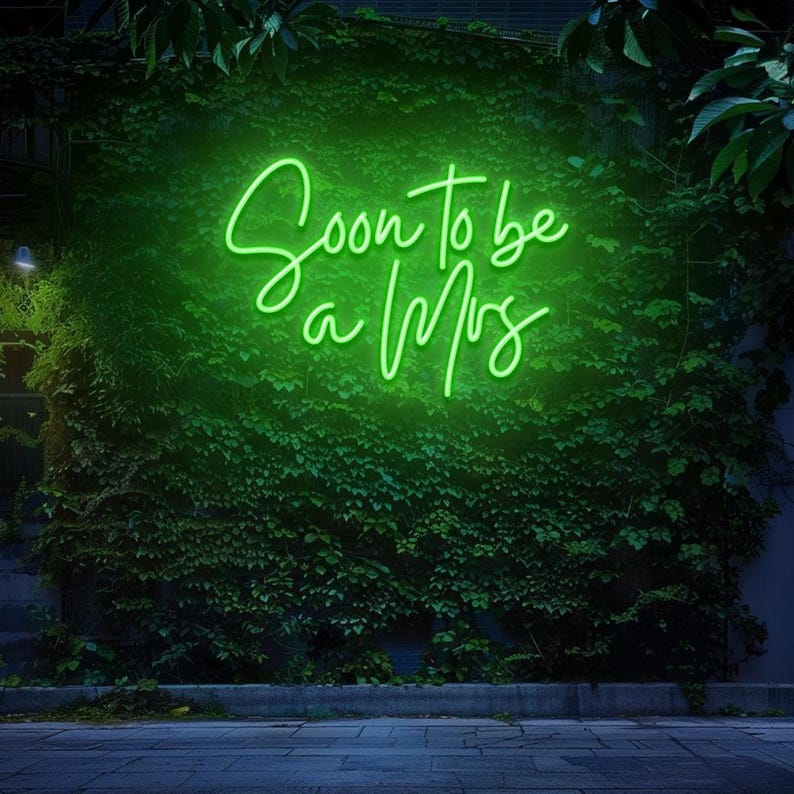 Soon to Be a Mrs neon sign for wedding décor by Neon.Shop - Green 