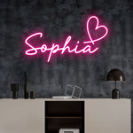 SOPHIA LED Neon Name Sign by Neon.Shop adding vibrant LED glow to bedrooms, home offices, and living spaces.